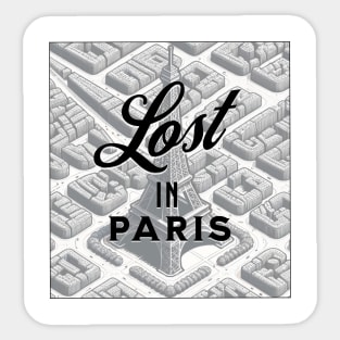 Paris Retro Street Map Art Pencil Drawing Sticker